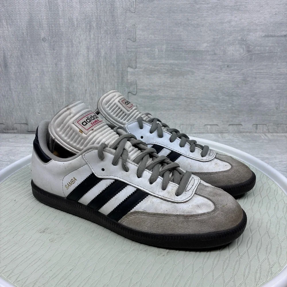 Adidas Samba Classic Mens 9.5 White Leather Indoor Soccer Sneakers 772109